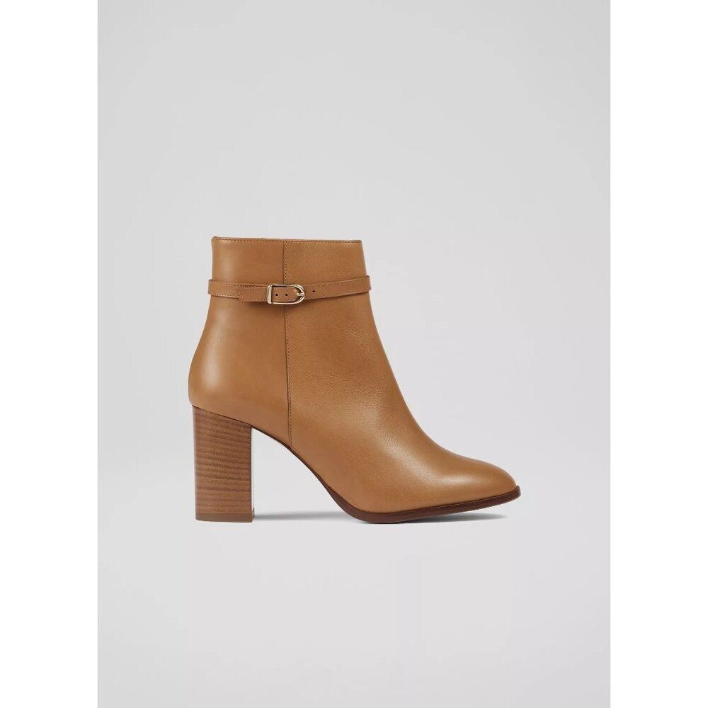 🆕 LK BENNETT Bryony Leather Belted Ankle Boot 8 Camel Tan - Picture 3 of 12